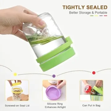 Stylish Leak-Proof 16 oz Overnight Oats Jars with Spoons Set