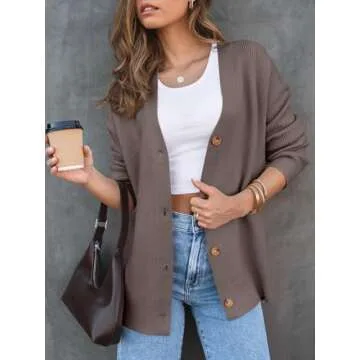 LILLUSORY Women Oversized Cardigan Sweater 2025 Fall Outfits Cloth Fashion V Neck Knit Button Front ...