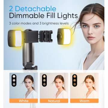 MAGIC JOHN Selfie Stick Tripod, Pocket Size Portable Phone Tripod, Retractable Tripod for iPhone with Wireless Detachable Remote Control & 2 Fill Light for Photograph, Live Streaming, Video Recording