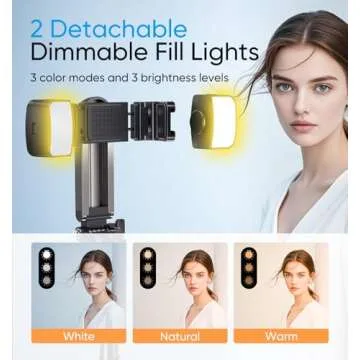 MAGIC JOHN Selfie Stick Tripod, Pocket Size Portable Phone Tripod, Retractable Tripod for iPhone with Wireless Detachable Remote Control & 2 Fill Light for Photograph, Live Streaming, Video Recording