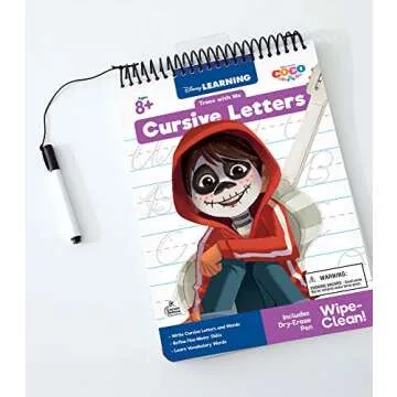 Disney Learning Coco Trace With Me Cursive Handwriting Workbook for Kids Ages 8-12, Dry Erase Upper- and Lowercase Cursive Letter Tracing Wipe Clean Workbook for 2nd, 3rd, and 4th Grade
