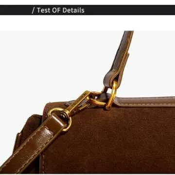 Leather Large Capacity Single Shoulder Handbag Underarm Bag Suede Nubuck Cowhide Crossbody Adjustable Strap Tote Bag (Brown)