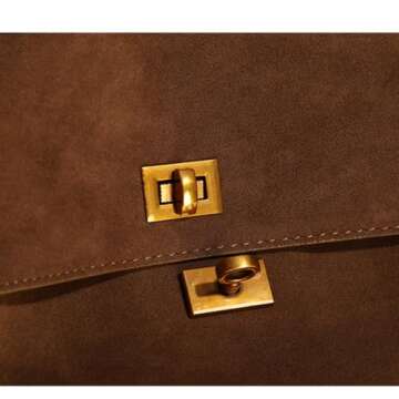 Leather Large Capacity Single Shoulder Handbag Underarm Bag Suede Nubuck Cowhide Crossbody Adjustable Strap Tote Bag (Brown)