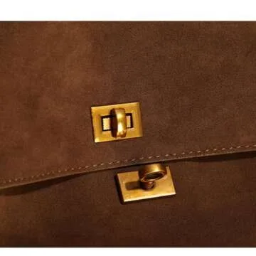 Leather Large Capacity Single Shoulder Handbag Underarm Bag Suede Nubuck Cowhide Crossbody Adjustable Strap Tote Bag (Brown)