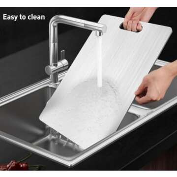 Titanium Cutting Board - 100% Pure Titanium Cutting Boards for Kitchen - Double Sided Medical-grade Titanium Cutting Mat, Titanium Cutting Boards for Meat Fruit & Vegetable (18 x 12 inch)