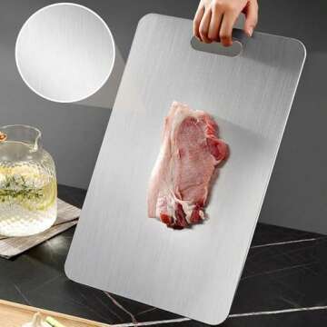 Titanium Cutting Board - 100% Pure Titanium Cutting Boards for Kitchen - Double Sided Medical-grade Titanium Cutting Mat, Titanium Cutting Boards for Meat Fruit & Vegetable (18 x 12 inch)