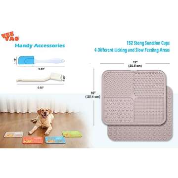 VEEVAO XL Lick mat for Large Dogs Breed, 12"×10" Food Grade Silicone Dog Lick Mat with Suction Cups...