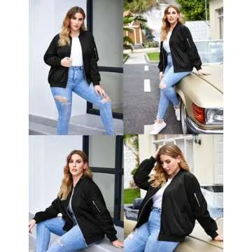IN'VOLAND Plus Size Bomber Jacket Lightweight with Pockets