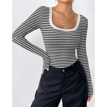 Stylish Zeagoo Fall Tops for Women - Long Sleeve Ribbed Tee