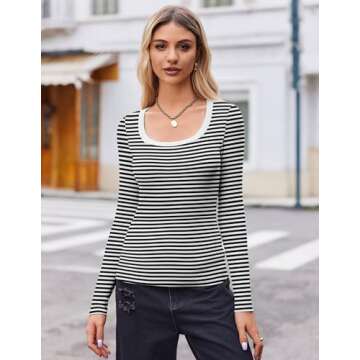 Stylish Zeagoo Fall Tops for Women - Long Sleeve Ribbed Tee