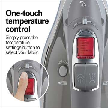 Hamilton Beach Steam Iron & Vertical Steamer for Clothes with Scratch-Resistant Durathon Soleplate, Digital Temperature Control, 8’ Retractable Cord, 3-Way Auto Shutoff, Anti-Drip, 1700 Watts, Silver