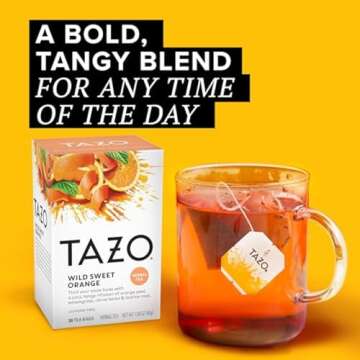 TAZO Tea Bags, Wild Sweet Orange Unsweetened Herbal Tea, Caffeine-Free, 20 Tea Bags, 6 Count