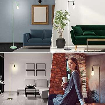 PAZZO Floor Lamp, Industrial Floor Lamp, Led Light Bulb Included, in-line On/Off Foot Switch, Fits for Living Room, Bedroom, Near Window, Matte Black