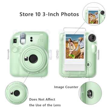 Rieibi Clear Case Compatible with Fuji Instax Mini 12, Hard Carrying Case Bag for Fujifilm Instax Mi...