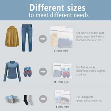 3Pcs Durable Honeycomb Mesh Laundry Bags for Delicates 1 Large 16 x 20 Inches, 1 Medium 12 x 16 Inches, 1 Small 9 x 12 Inches (Honeycomb Mesh)