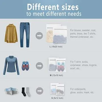 3Pcs Durable Honeycomb Mesh Laundry Bags for Delicates 1 Large 16 x 20 Inches, 1 Medium 12 x 16 Inches, 1 Small 9 x 12 Inches (Honeycomb Mesh)