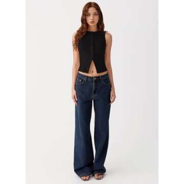 FIGKICKSEN Women’s Button Down Tank Tops Ribbed Summer Vest Button Up Open Front Sleeveless Slim Fit Crop Going Out Tops