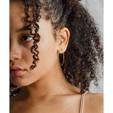 3 Pairs 40mm Wire Thin Hoop Earrings Set 18k Gold Silver Rose Gold Plated on Stainless Steel 1.6 inc...