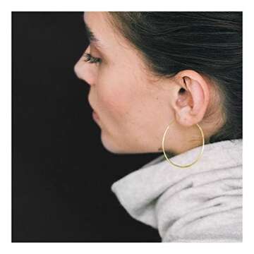 3 Pairs 40mm Wire Thin Hoop Earrings Set 18k Gold Silver Rose Gold Plated on Stainless Steel 1.6 inch Simple Hoops Earring Minimalist Jewelry for Women