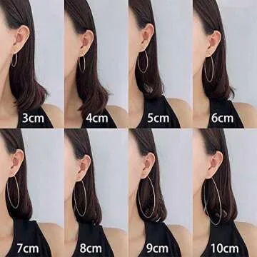 3 Pairs 40mm Wire Thin Hoop Earrings Set 18k Gold Silver Rose Gold Plated on Stainless Steel 1.6 inch Simple Hoops Earring Minimalist Jewelry for Women