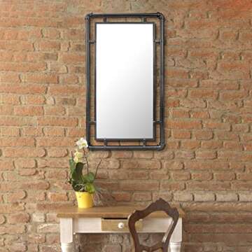 Stonebriar Industrial Black Metal Wall Mirror for Home