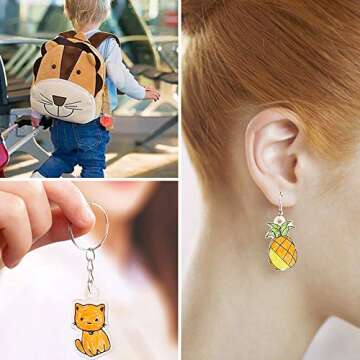 Shrink Plastic Sheet Kit, 166 Pcs Shrink Art Kit Include 10Pcs Shrink Film Paper and 8 Pcs Shrinky Art Paper with Pattern, Hole Punch, Keychains Accessories and Pencils for Kids Creative Craft