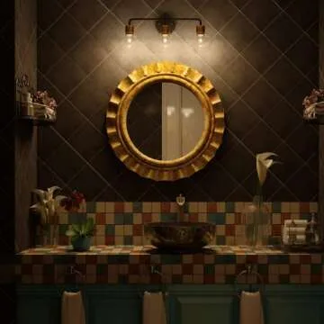 Inlight 23" Black Gold 3-Light Vanity with Glass Shades