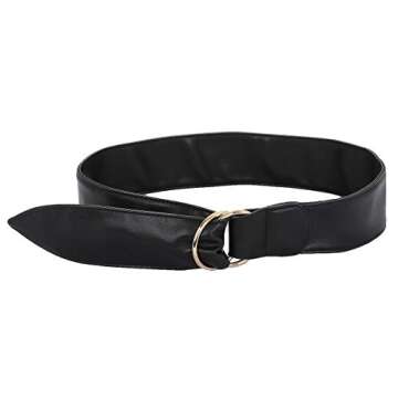 moonsix PU Leather Waist Belts for Women Vintage Casual Chic Dress Belt with Double Round Buckle,Black