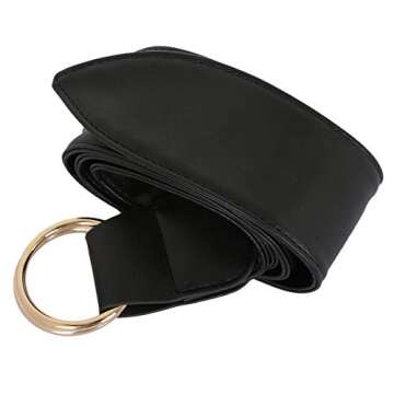 moonsix PU Leather Waist Belts for Women Vintage Casual Chic Dress Belt with Double Round Buckle,Black