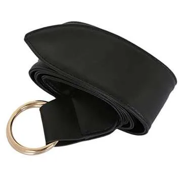 moonsix PU Leather Waist Belts for Women Vintage Casual Chic Dress Belt with Double Round Buckle,Black