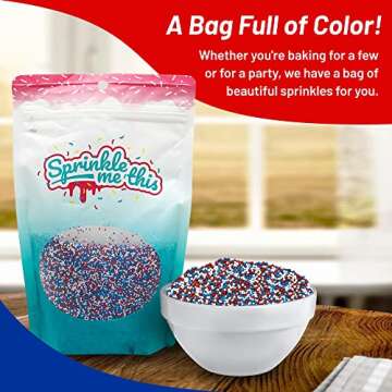 4th of July Nonpareil Sprinkles for Decorating Cupcakes, Cakes, Cookies, and Ice Cream! Red White an...