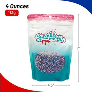 4th of July Nonpareil Sprinkles for Decorating Cupcakes, Cakes, Cookies, and Ice Cream! Red White and Blue Patriotic 4th July Independence Day Sprinkles Made in America (4 oz)