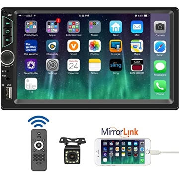 Leadfan 7inch Car Stereo Double Din Radio with Bluetooth, Mirror Link, Backup Camera