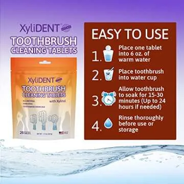 XyliDENT Toothbrush Cleaning Tablets, Dental Cleaner for Manual Toothbrushes and Electric Toothbrush Heads, Natural Formula Deep Cleans and Brightens with Apple Cider Vinegar, 25 Count