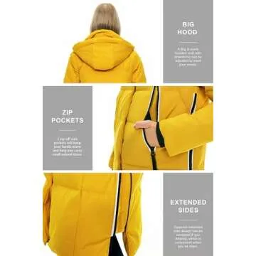 Orolay Women's Thickened Long Down Jacket Winter Down Coat Hooded Puffer Jacket with Side Zipper (White, Medium)