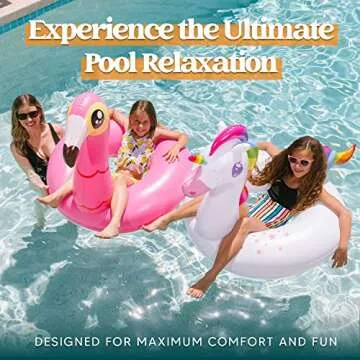 JOYIN 2-Pack Flamingo Unicorn Pool Float - Fun Beach Floaties, Inflatable Swimming Pool Tubes Party ...