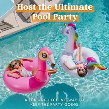 JOYIN 2-Pack Flamingo Unicorn Pool Float - Fun Beach Floaties, Inflatable Swimming Pool Tubes Party Toys, Lake Beach Floaty Swim Rings Summer Pool Raft Lounger for Adults & Kids