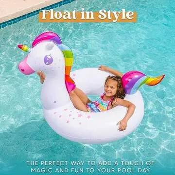 JOYIN 2-Pack Flamingo Unicorn Pool Float - Fun Beach Floaties, Inflatable Swimming Pool Tubes Party Toys, Lake Beach Floaty Swim Rings Summer Pool Raft Lounger for Adults & Kids