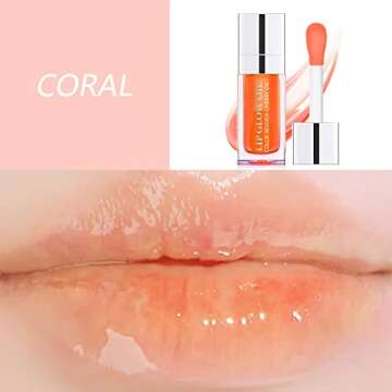 Sea-Maid Lip Oil, Hydrating Lip Gloss Tinted Lip Balm Transparent Lip Care, Big Brush Head Glitter Shine, Long Lasting Nourishing Non-sticky Fresh Texture