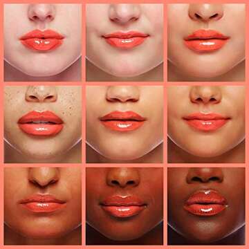 Sea-Maid Lip Oil, Hydrating Lip Gloss Tinted Lip Balm Transparent Lip Care, Big Brush Head Glitter Shine, Long Lasting Nourishing Non-sticky Fresh Texture