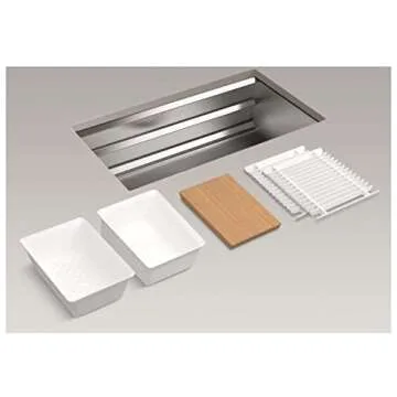 Kohler Prolific 29 inch Workstation Stainless Steel Single Bowl Kitchen Sink with included Accessories, 10 inches deep, 18 gauge, Undermount installation K-23651-NA