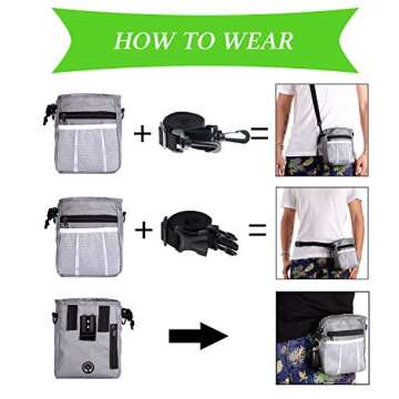 STMK 2 Pack Dog Treat Pouch, Dog Training Treat Pouch with Waist Shoulder Strap, 3 Ways to Wear, Easily Carries Toys, Kibble, Treats for Dog Walking, Dog Training, Puppy Training (Grey and Black)