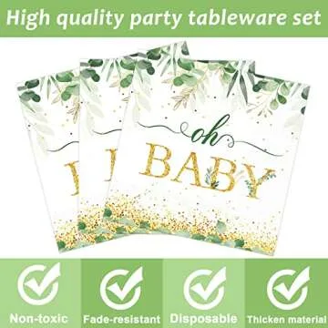 Sage Greenery Party Supplies for 24 Guests - Elegant