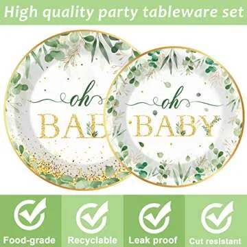 Sage Greenery Party Supplies for 24 Guests - Elegant