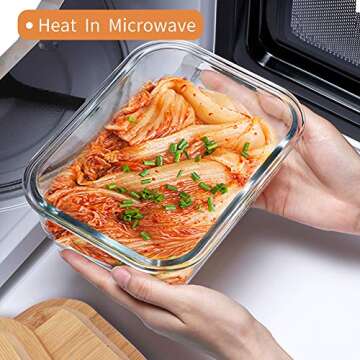 TIBLEN 4-Pack Glass Food Storage Containers with Bamboo Lids, Meal Prep Ecofriendly Containers with Lids for Kitchen, Home Use, Safe for Microwave,Freezer, BPA Free (370mL, 640mL, 1040mL, 1520mL)