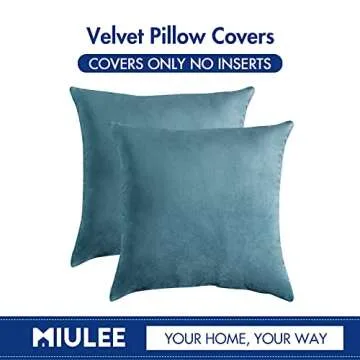 MIULEE Velvet Pillow Covers and Sheer Curtains Set