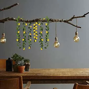 MANMAOHE 76.7 Inch Artificial Lemon Garland Greenery Garland with Foam Yellow Lemons Spring Summer Fruit Garland for Wedding Table Decor,195cm