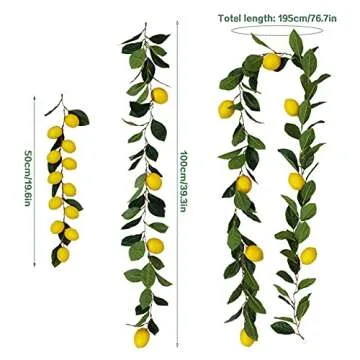MANMAOHE 76.7 Inch Artificial Lemon Garland Greenery Garland with Foam Yellow Lemons Spring Summer Fruit Garland for Wedding Table Decor,195cm