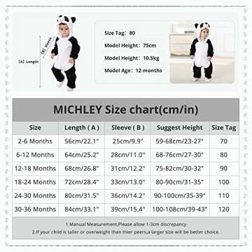MICHLEYUnisex Baby Boy Girl Hooded Romper Winter Animal Cosplay Jumpsuit Outfits, Panda, 24-30months, Size 110