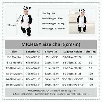 MICHLEYUnisex Baby Boy Girl Hooded Romper Winter Animal Cosplay Jumpsuit Outfits, Panda, 24-30months, Size 110